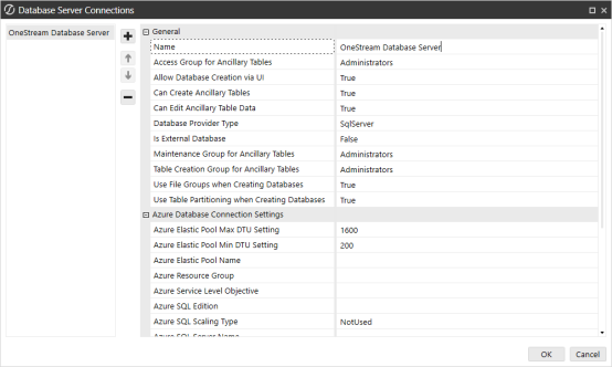 Database Server Connections dialog box